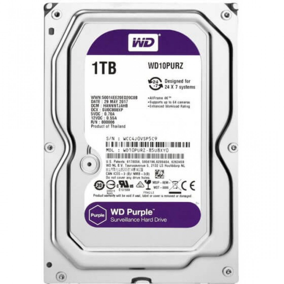 Εικόνα της WD10PURZ,1TB,5400,3.5",SATA 3.0,WD