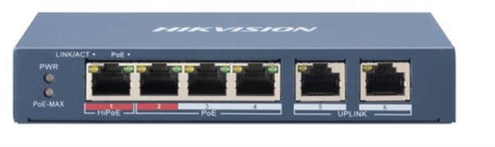 Εικόνα της DS-3E0106HP-E 4-Port 100 Mbps Long-Range PoE Switch Hikvision