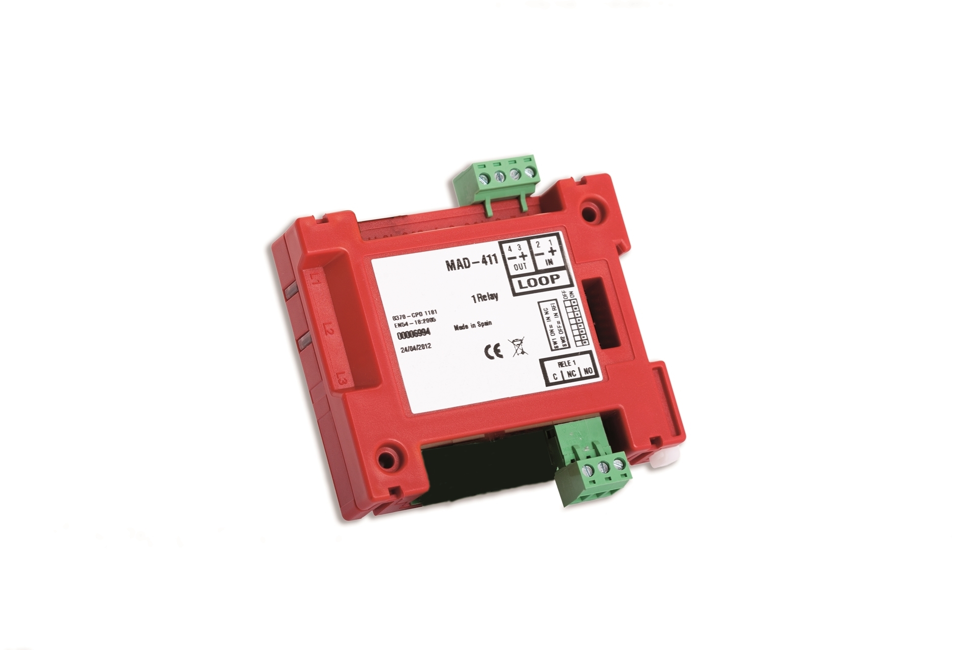 Εικόνα της MAD-411  Διευθυνσιοδοτούμενο Module Ελέγχου Με Έξοδο Relay, 1 Εξόδου C, No, Nc Detnov
