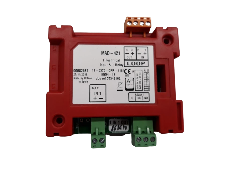 Εικόνα της MAD-421  Διευθυνσιοδοτούμενο Module Παρακολούθησης Και Ελέγχου 1 Εισόδου Με Ενδεικτικό Λειτουργίας Για Έλεγχο Συσκευών Και 1 Έξο