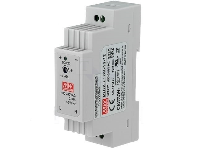 Εικόνα της DR-15-12 DR 12V/15W/1,25A DIN rail power supply units