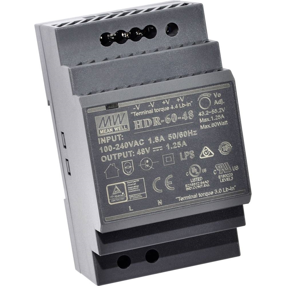 Εικόνα της HDR-60-24 MeanWell Rail Power Supply 60W IN. 85-264VAC OUT 24VDC-2.5A